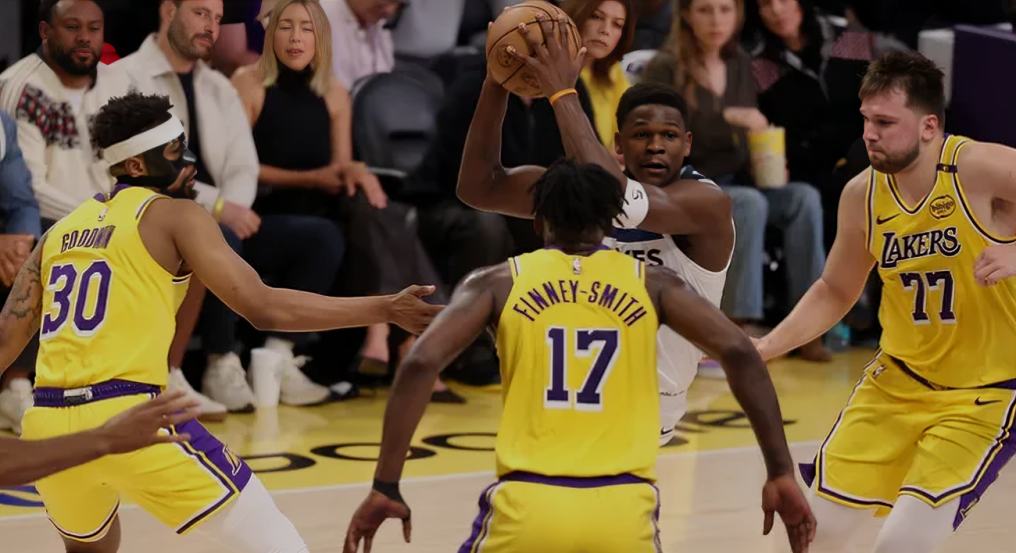 NBA playoffs Lakers Beat Timberwolves in a Rough Game 2